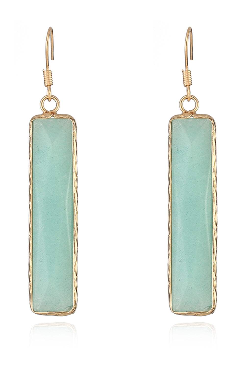 Natural Stone Drop Earrings Light Green One Size Earrings - Tophatter Daily Deals