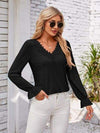 Applique V-Neck Flounce Sleeve T-Shirt Women's T-Shirts - Tophatter Daily Deals