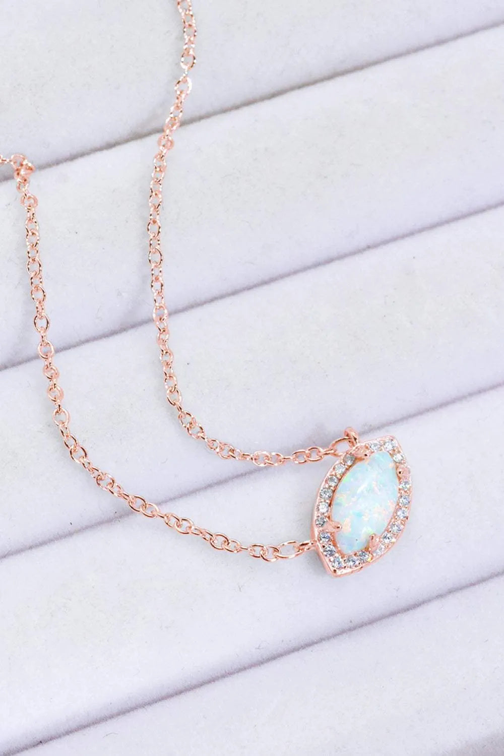18k Rose Gold-Plated Opal Pendant Necklace Opal - Tophatter Daily Deals