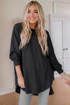 Contrast Texture Round Neck Long Sleeve Blouse Blouses - Tophatter Daily Deals