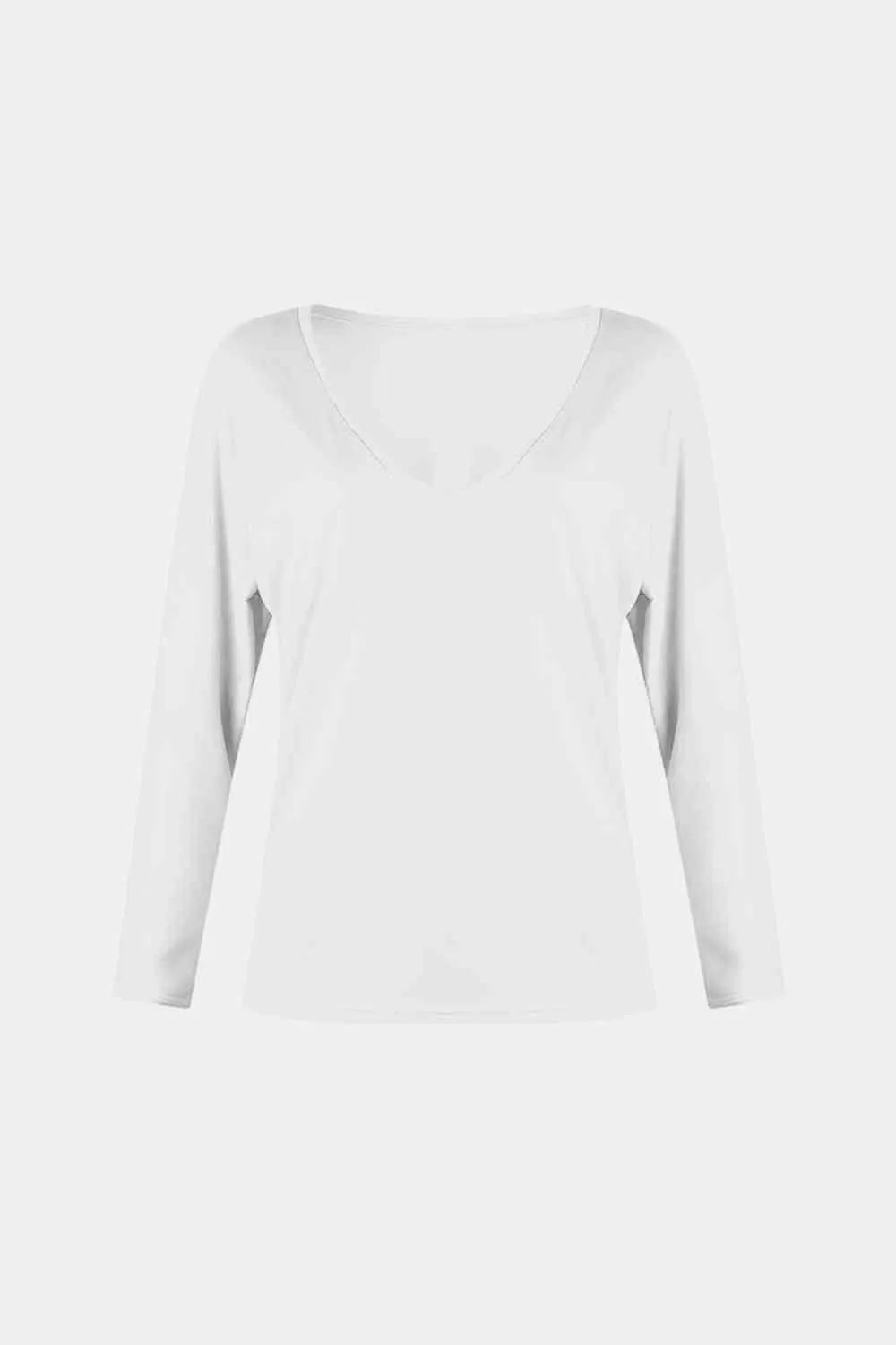 V-Neck Long Sleeve T-Shirt Women's T-Shirts - Tophatter Daily Deals