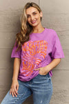 Sweet Claire "Electric Blues" Graphic T-Shirt Heliotrope Purple Women's T-Shirts - Tophatter Daily Deals