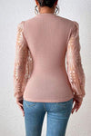 Floral Lace Detail Lantern Sleeve Blouse Blouses - Tophatter Daily Deals