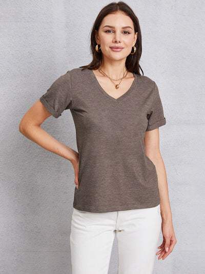 V-Neck Short Sleeve T-Shirt Women's T-Shirts - Tophatter Daily Deals