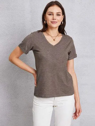 V-Neck Short Sleeve T-Shirt Women's T-Shirts - Tophatter Daily Deals