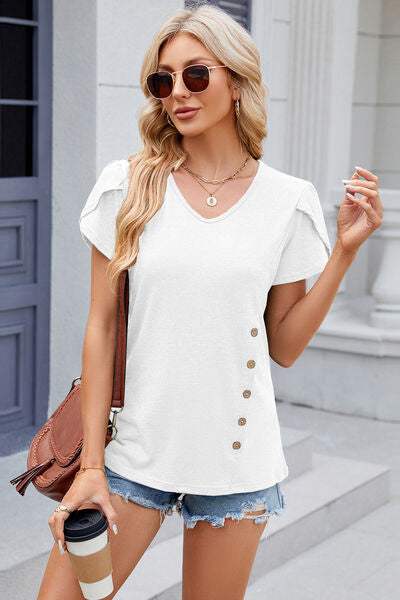 V-Neck Short Sleeve T-Shirt Women's T-Shirts - Tophatter Daily Deals