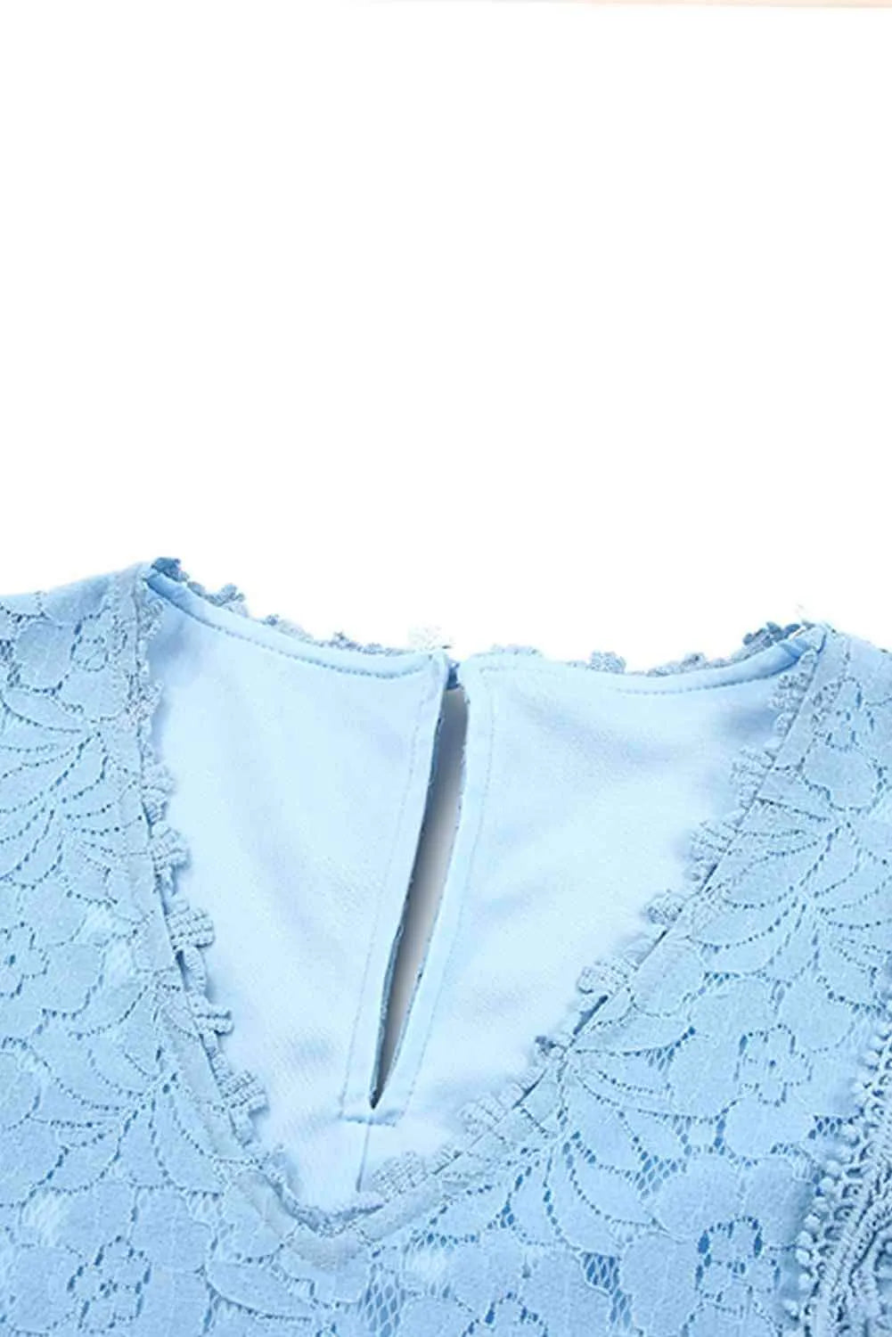 Lace V-Neck Flounce Sleeve Top Blouses - Tophatter Daily Deals