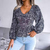 Printed Balloon Sleeve Peplum Blouse Blouses - Tophatter Daily Deals