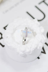 Natural Moonstone Platinum-Plated Ring Silver Moonstone - Tophatter Daily Deals