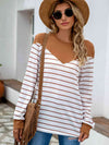 Striped Round Neck Long Sleeve T-Shirt Caramel Women's T-Shirts - Tophatter Daily Deals