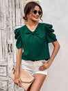 Puff Sleeve Gathered Detail Blouse Blouses - Tophatter Daily Deals