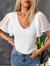 V-Neck Flutter Sleeve Top - Tophatter Deals