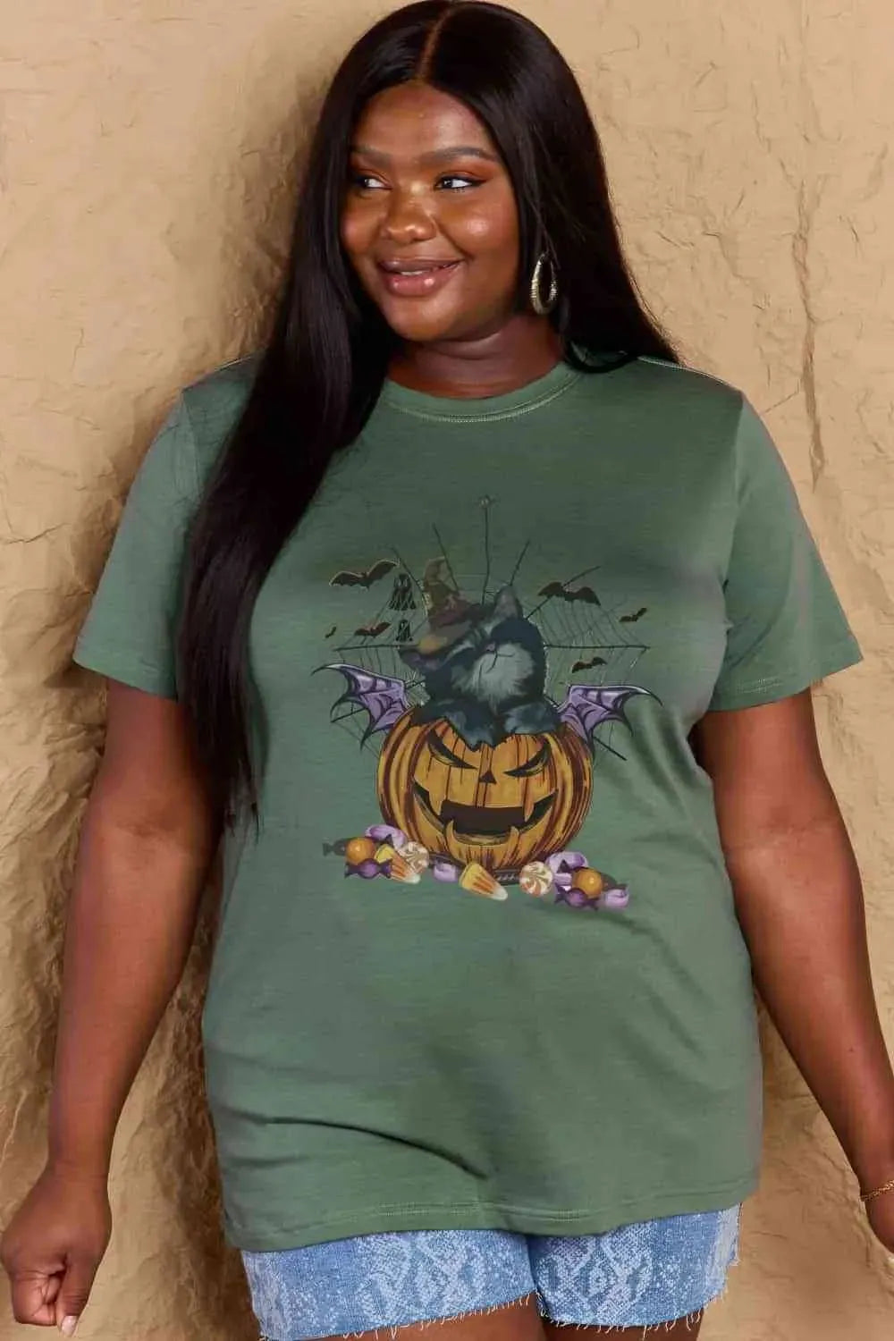 Simply Love Full Size Jack-O'-Lantern Graphic T-Shirt Women's T-Shirts - Tophatter Daily Deals