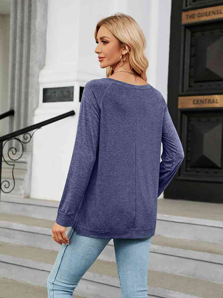 Round Neck Long Sleeve T-Shirt Women's T-Shirts - Tophatter Daily Deals