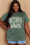 Simply Love Full Size CREATE HAPPINESS Graphic Cotton T-Shirt Women's T-Shirts - Tophatter Daily Deals