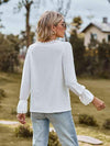 V-Neck Flounce Sleeve Blouse Blouses - Tophatter Daily Deals