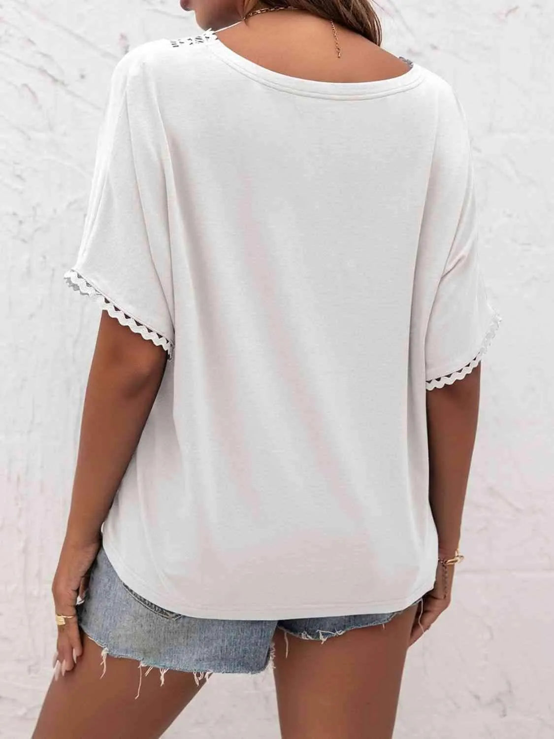 V-Neck Short Sleeve Blouse Blouses - Tophatter Daily Deals