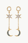 Inlaid Rhinestone Star and Moon Drop Earrings Earrings - Tophatter Daily Deals