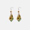 Floral Wooden Teardrop Earrings Mustard One Size Earrings - Tophatter Daily Deals