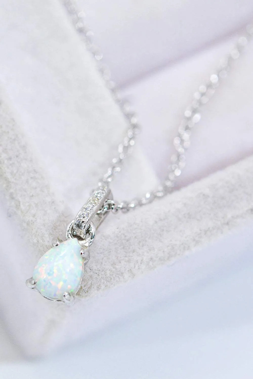 Opal Pendant 925 Sterling Silver Chain-Link Necklace Opal - Tophatter Daily Deals