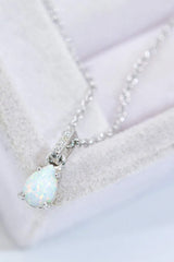 Opal Pendant 925 Sterling Silver Chain-Link Necklace Opal - Tophatter Daily Deals