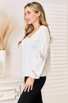 Double Take V-Neck Dropped Shoulder Blouse Blouses - Tophatter Daily Deals