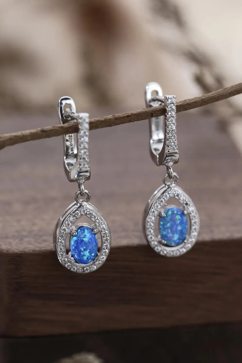 Opal Pear Shaped Drop Earrings Opal - Tophatter Daily Deals