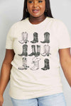 Simply Love Simply Love Full Size Cowboy Boots Graphic Cotton Tee Ivory - Tophatter Daily Deals