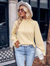 Ruffled Mock Neck Flounce Sleeve Blouse Blouses - Tophatter Daily Deals