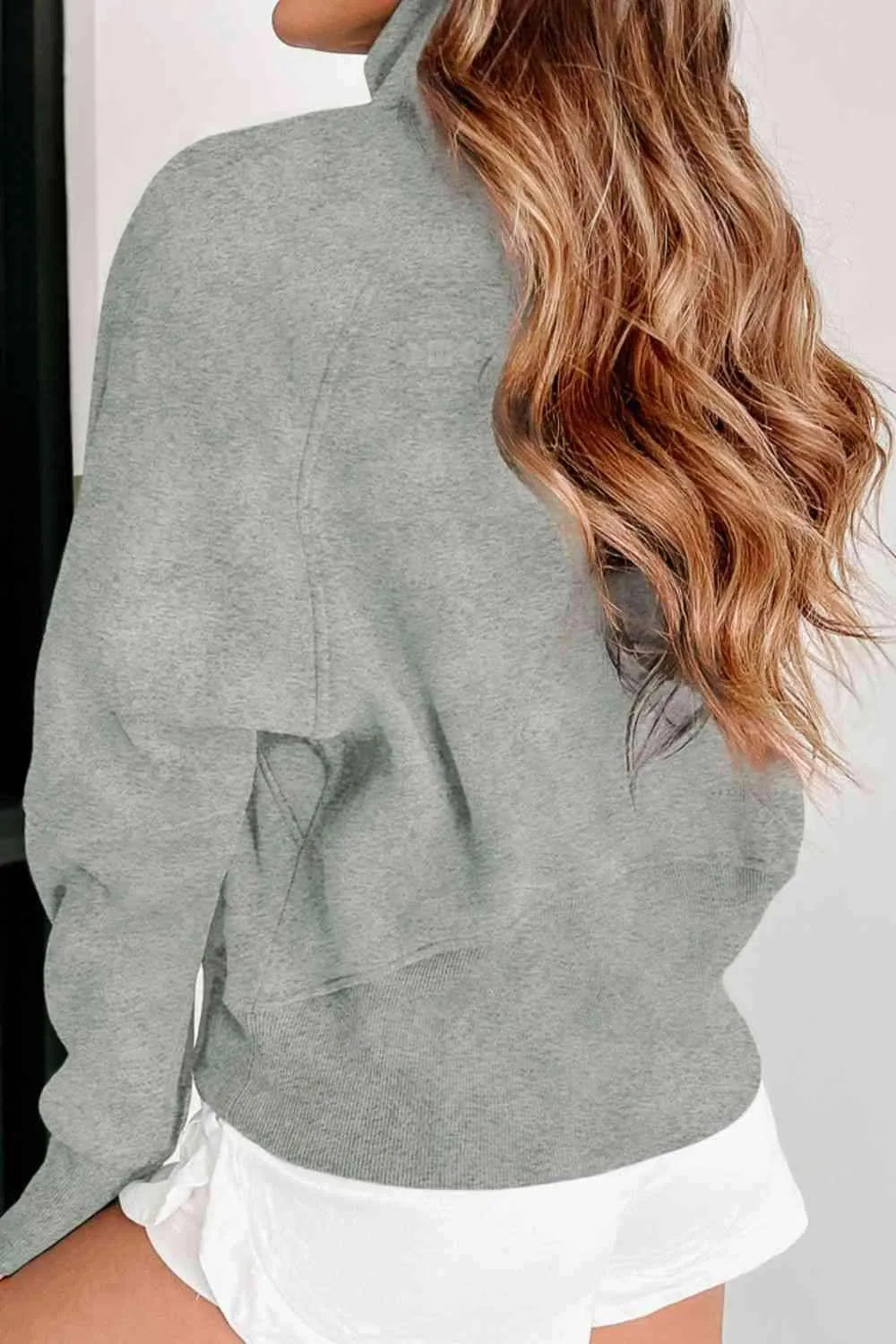 Zip-Up Collared Neck Raglan Sleeve Sweatshirt Blouses - Tophatter Daily Deals
