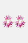 Flower Shape Glass Stone Dangle Earrings Hot Pink One Size Earrings - Tophatter Daily Deals