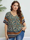 Bohemian Printed V-Neck Blouse Blouses - Tophatter Daily Deals