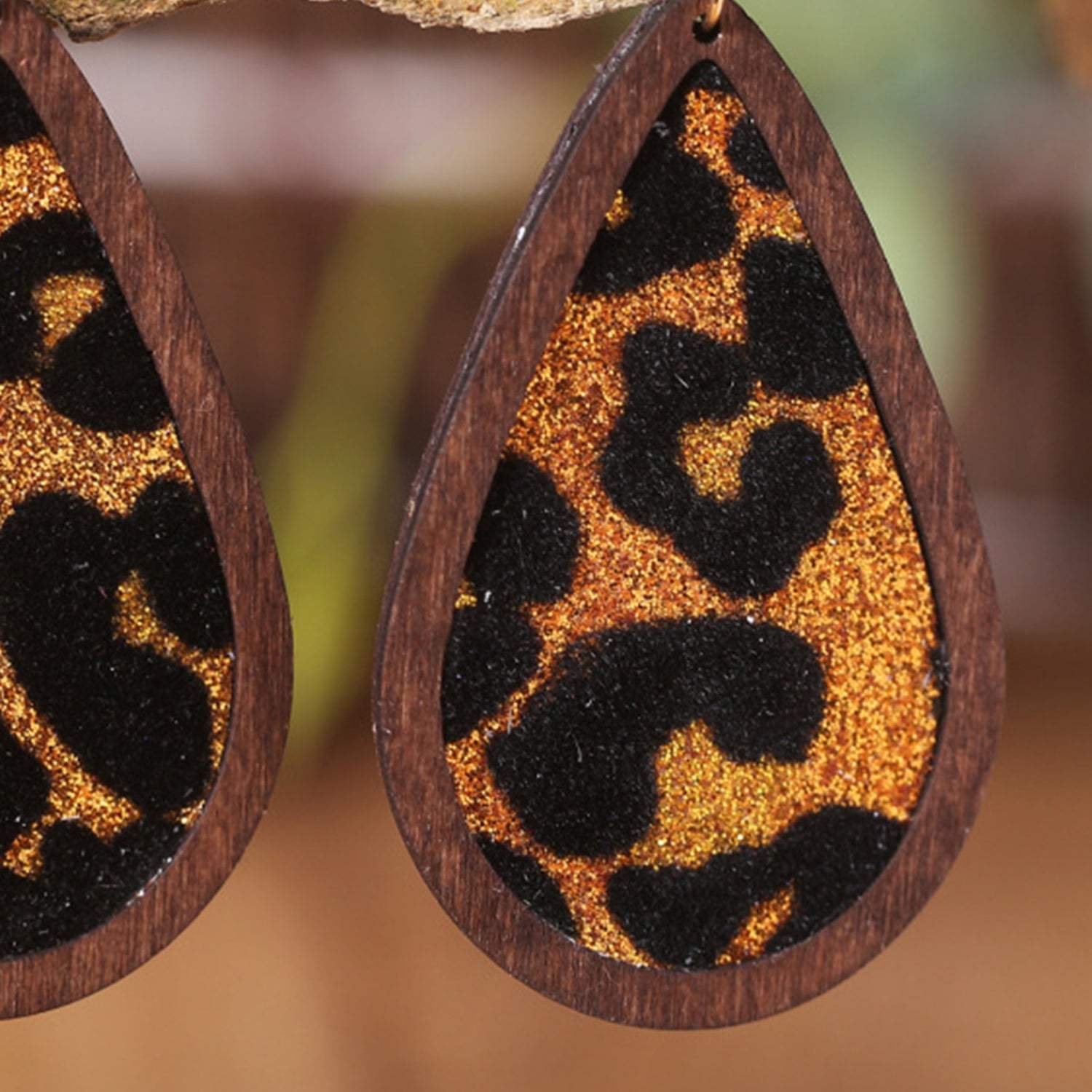 Sequin Wood Teardrop Earrings Earrings - Tophatter Daily Deals