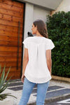 Swiss Dot Round Neck Cap Sleeve T-Shirt Women's T-Shirts - Tophatter Daily Deals