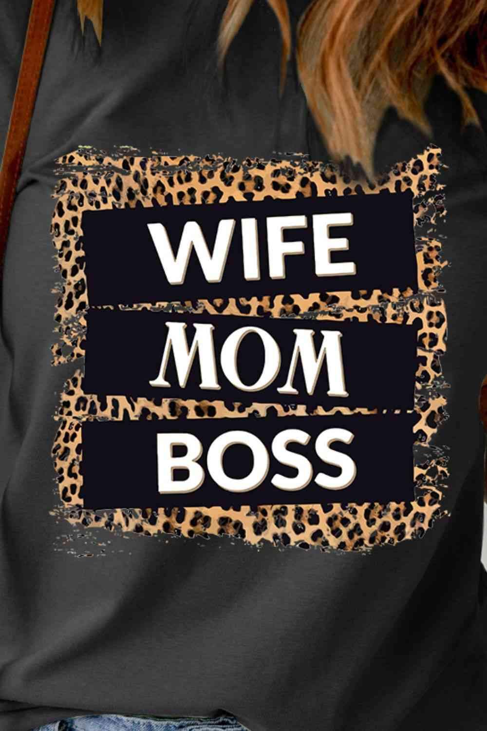 WIFE MOM BOSS Leopard Graphic Tee Women's T-Shirts - Tophatter Daily Deals