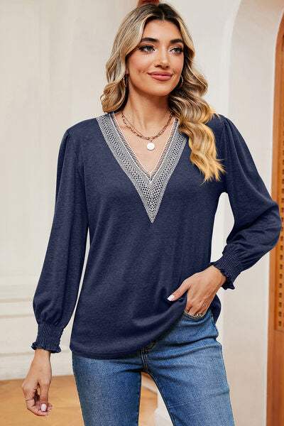 V-Neck Lantern Sleeve T-Shirt Women's T-Shirts - Tophatter Daily Deals