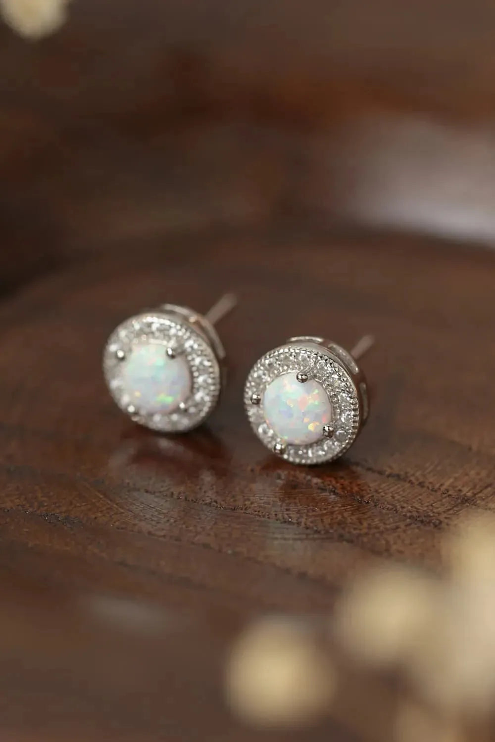 Opal 4-Prong Round Stud Earrings White One Size Opal - Tophatter Daily Deals
