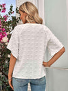 Swiss Dot Notched Neck Flare Sleeve Blouse Blouses - Tophatter Daily Deals