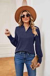 Johnny Collar Long Sleeve Top Blouses - Tophatter Daily Deals