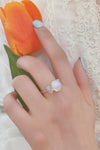 High Quality Natural Moonstone 925 Sterling Silver Three Stone Ring - Tophatter Shopping Deals