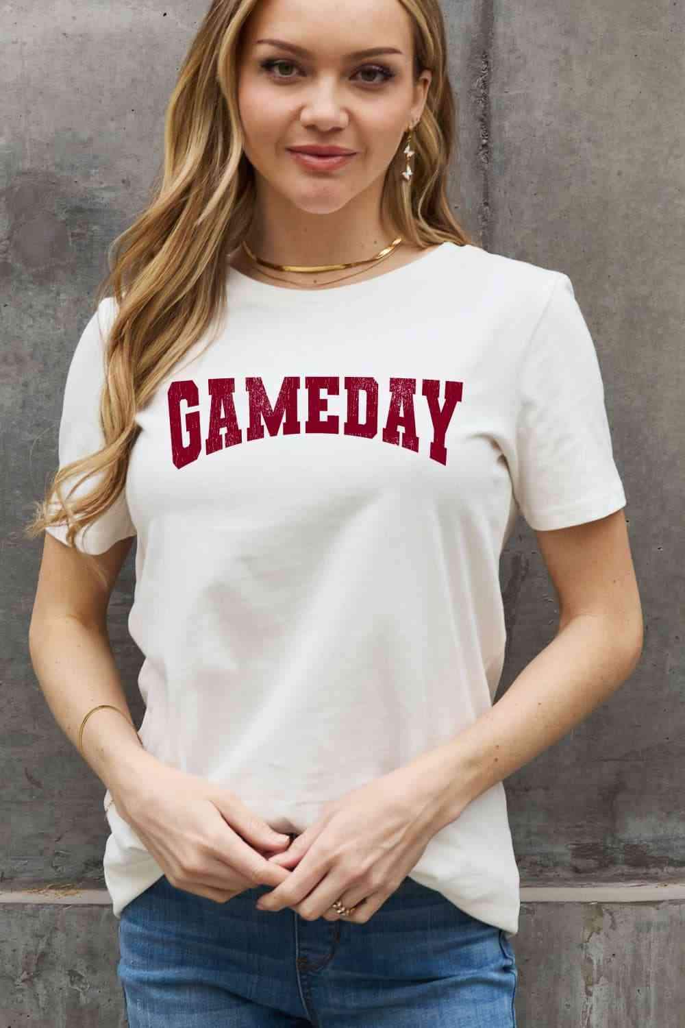 Simply Love Full Size GAMEDAY Graphic Cotton Tee Women's T-Shirts - Tophatter Daily Deals