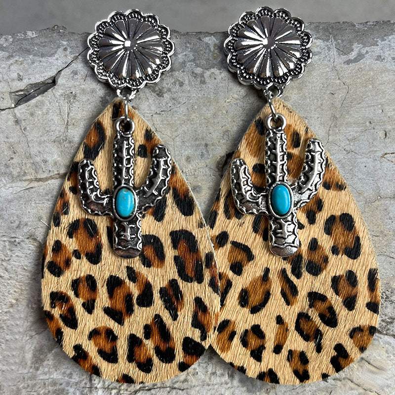 Turquoise Cactus Dangle Earrings Style G One Size Earrings - Tophatter Daily Deals