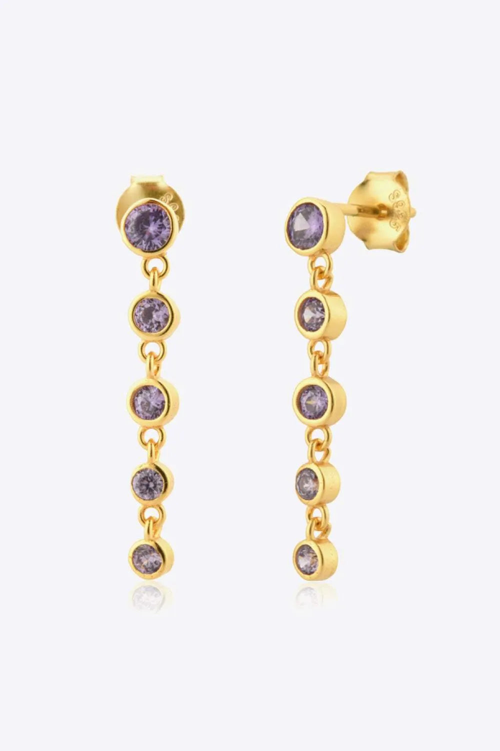 Inlaid Zircon 925 Sterling Silver Earrings Dusty Purple One Size Earrings - Tophatter Daily Deals