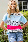 Leopard Print Color Block Tee Shirt Women's T-Shirts - Tophatter Daily Deals