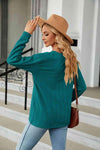 Decorative Button V-Neck Long Sleeve T-Shirt Women's T-Shirts - Tophatter Daily Deals