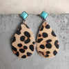 Artificial Turquoise Teardrop Earrings Leopard One Size Earrings - Tophatter Daily Deals