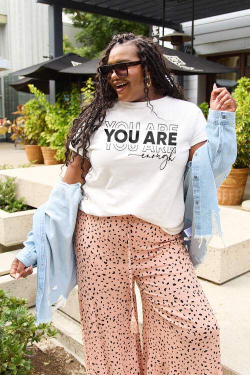 Simply Love Full Size YOU ARE ENOUGH Short Sleeve T-Shirt Women's T-Shirts - Tophatter Daily Deals