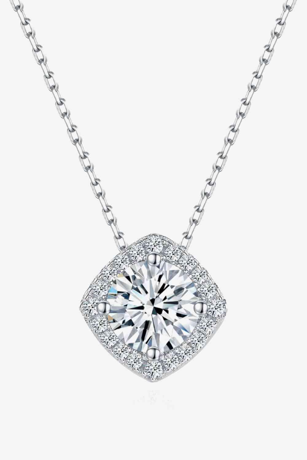 1 Carat Moissanite Geometric Pendant Necklace Silver One Size Moissanite - Tophatter Daily Deals