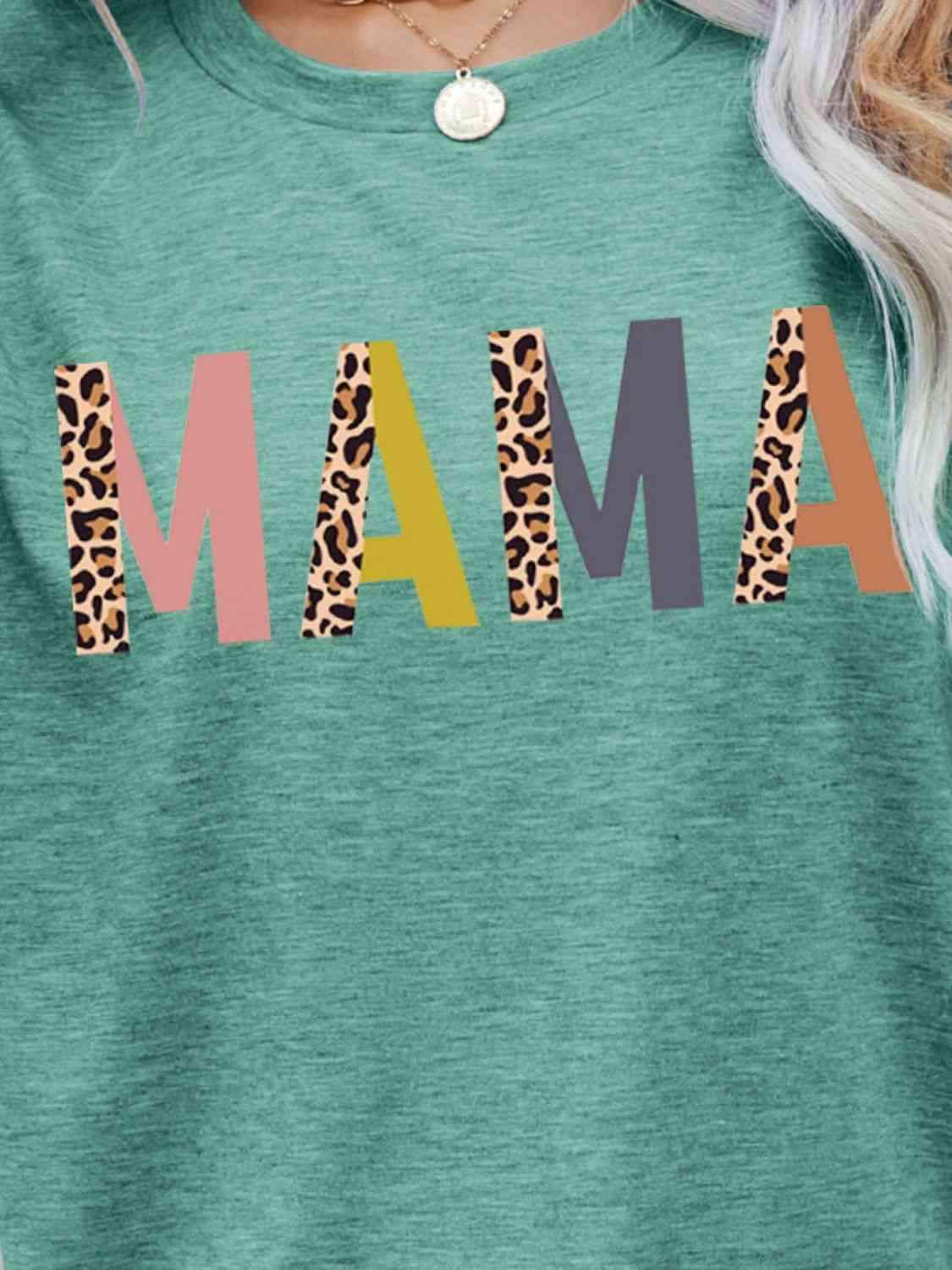 MAMA Leopard Graphic Short Sleeve Tee Women's T-Shirts - Tophatter Daily Deals