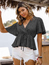 Printed Tied Flutter Sleeve Babydoll Blouse Blouses - Tophatter Daily Deals